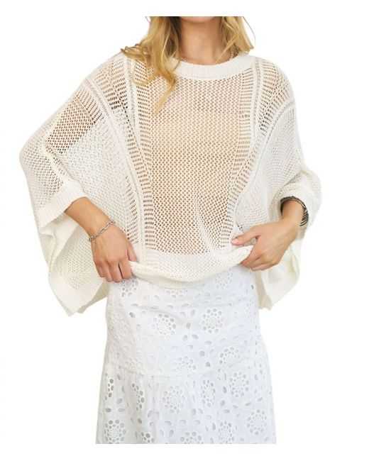 Davi & Dani White Send A Message Mesh Sweater