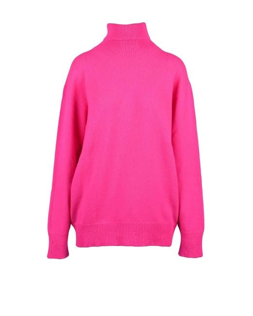 Amaranto Pink Oversized Turtleneck Sweater
