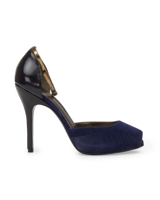 Lanvin Blue Peep Toe W/ Ankle Strap Heels