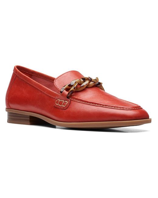 Clarks Red Sarafyna Iris Leather Slip On Loafers