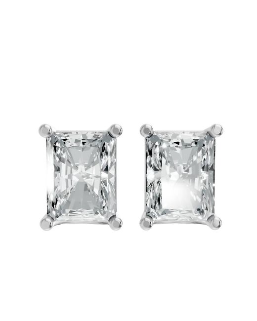 AAMIAA White Radiant Shape 4 Prong Push Back Studs