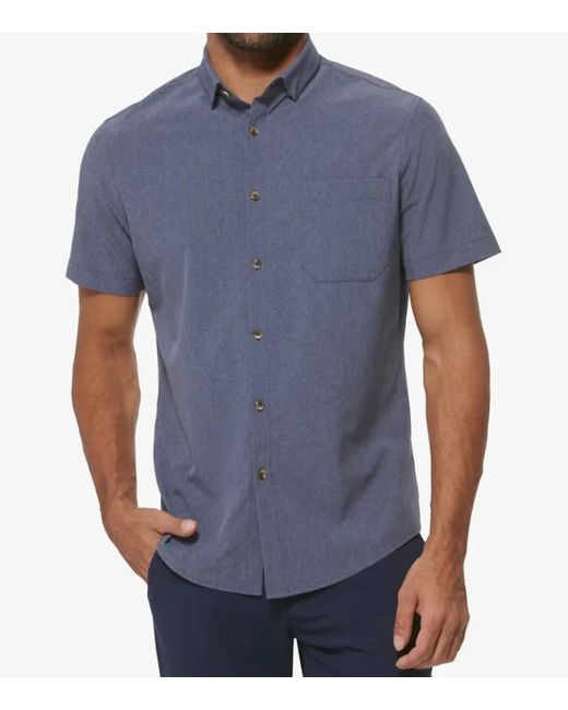 Mizzen+Main Blue Leeward Short Sleeve Shirt for men