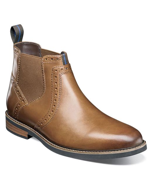 Nunn Bush Brown Otis Leather Slip-on Chelsea Boots for men