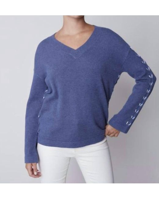 Charlie b Blue Sweater With Detail On Sides