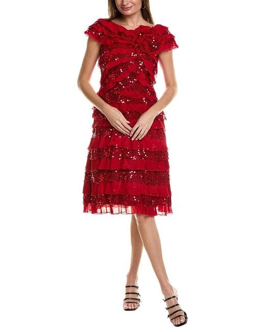 Tadashi Shoji Red Off-the-shoulder Cocktail Dress