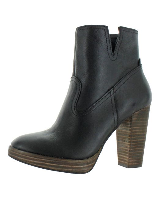 Lucky Brand Black Quintei Ankle Leather Platform Boots