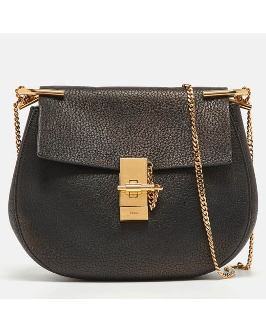 Chloé Black Leather Medium Drew Shoulder Bag