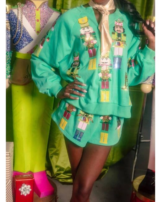 Queen Of Sparkles Green Nutcracker Band Shorts