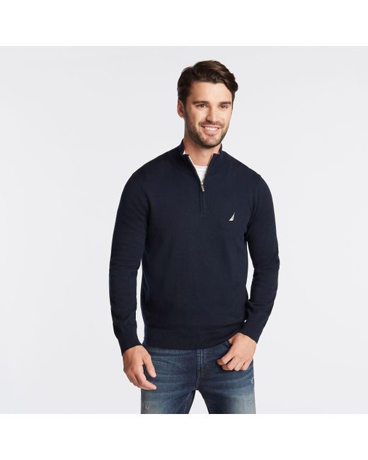 Nautica Blue Big & Tall Navtech Quarter-zip Sweater for men