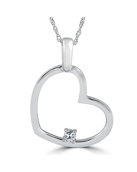 Pompeii3 Solitaire Diamond Heart Shape Pendant Necklace In White Yellow Or Rose Gold In Metallic Lyst