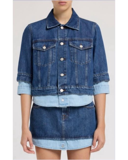 7 For All Mankind Blue Double Layer Trucker Jacket