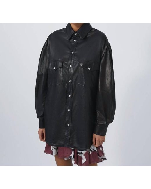 IRO Black Zanzibar Leather Overshirt