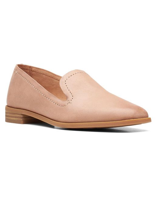 Clarks Pink Pure Hall Leather Slip-on Loafers
