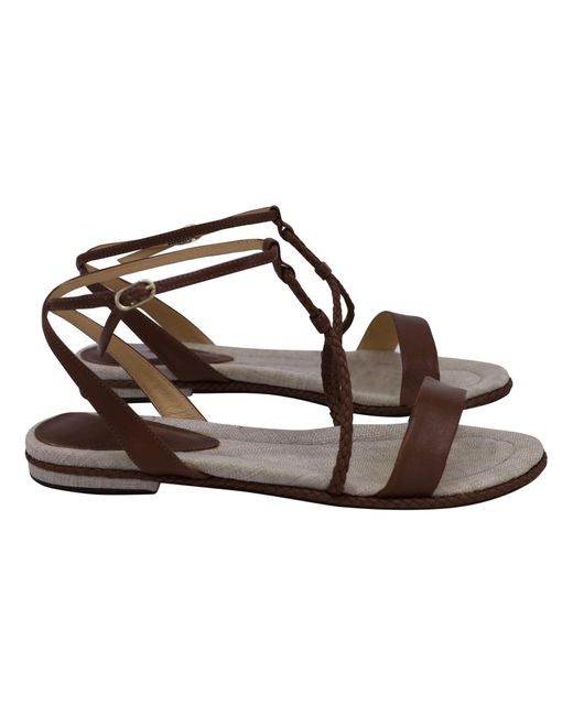 Alexandre Birman Brown Braided Flat Sandals
