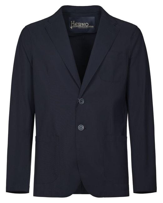 Herno Blue Tailored Blazer With Notch Lapel for men