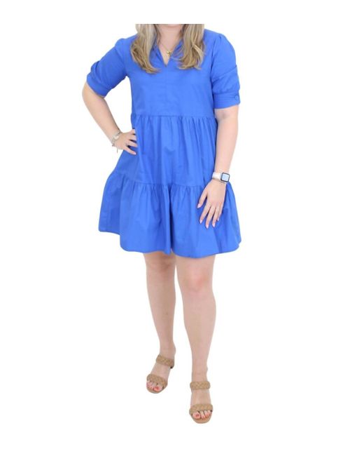 Lili Sidonio Blue Tiered Shirt Dress