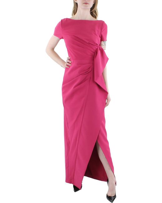Kay Unger Pink Cascade Ruffle Column Evening Dress