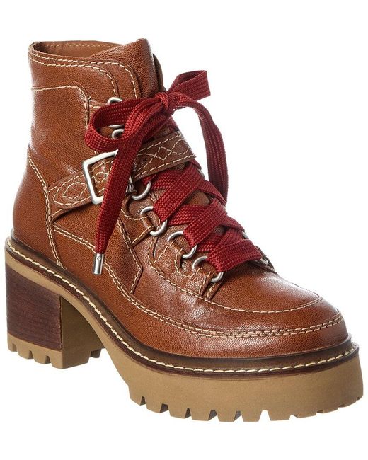 Free People Jasper Leather Hiker Bootie in Brown | Lyst
