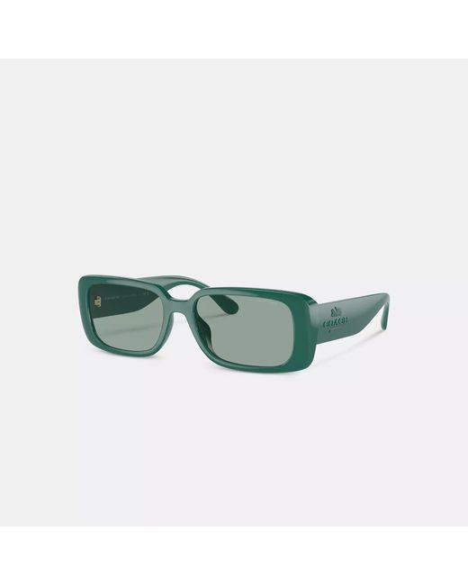 COACH Green Narrow Rectangle Sunglasses
