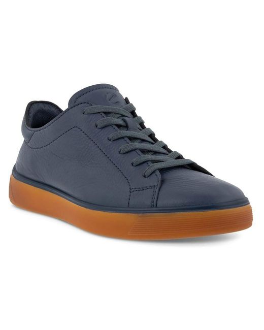 Ecco Blue Street Tray Faux Leather Lace-up Oxfords for men