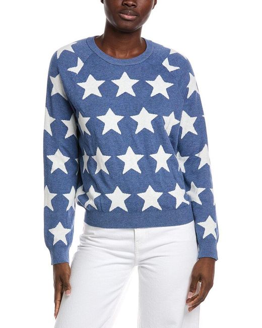 Minnie Rose Blue Intarsia Star Cashmere-Blend Sweater