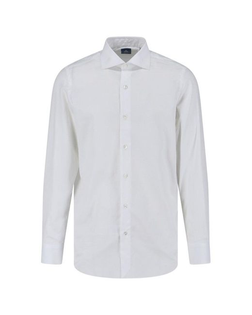 Finamore 1925 White Timeless Button-Down Shirt With Structured Collar for men