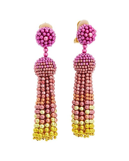 Oscar de la Renta Pink Fall 2023 Degrade Tassel Earrings