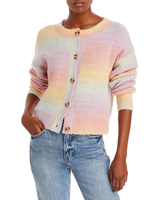 Lucy Paris Blue Sunny Ribbed Trim Button Front Cardigan Sweater