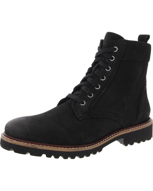 Softwalk® Black Icara Lugged Sole Leather Combat & Lace-Up Boots