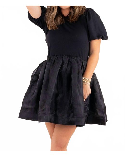 2.7 August Apparel Black Short Sleeve Organza Mini Dress
