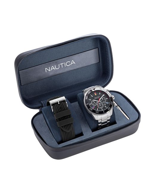 Nautica Blue One Recycled Stainless Steel And Silicone Watch Box Set for men