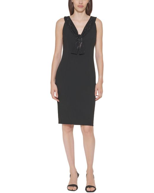 Calvin Klein Embellished Knee-length Sheath Dress in Black | Lyst