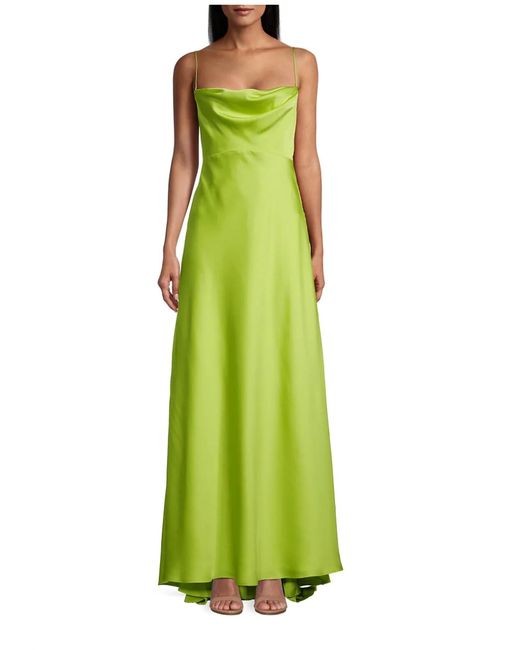 Fame & Partners Green Emerie Satin Strappy Gown