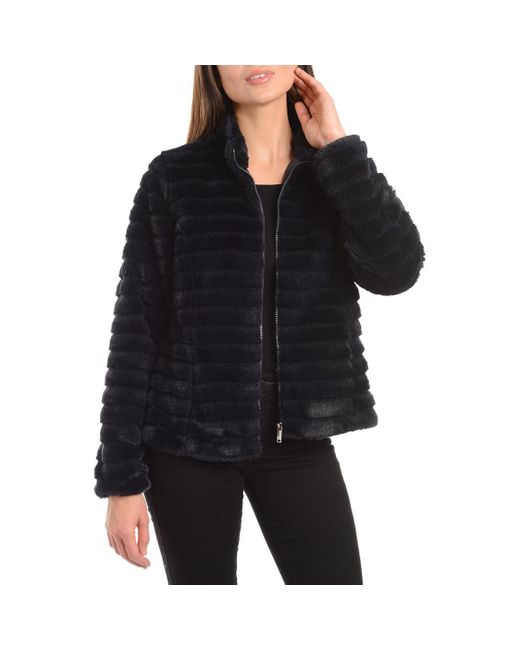 Kendall + Kylie Black Winter Cold Weather Faux Fur Jacket
