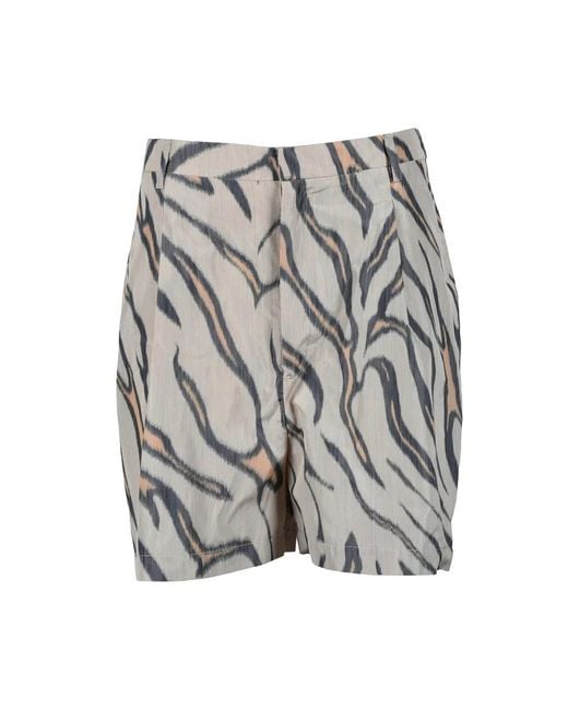 Violanti Gray Patterned Polyester Shorts