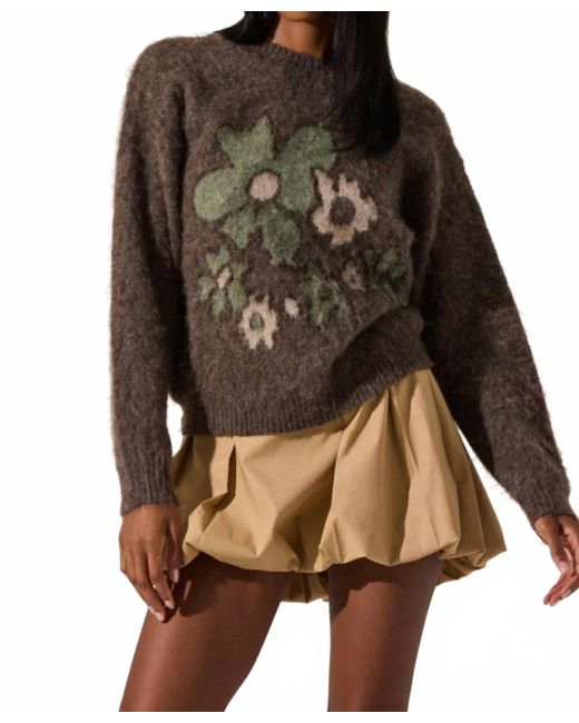 Astr Brown Conetta Crew Neck Sweater