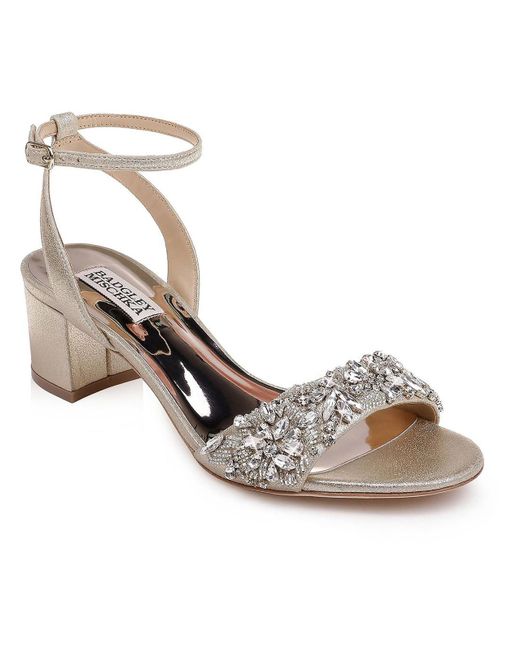 Badgley Mischka Metallic Ivanna Satin Embellished Evening Sandals