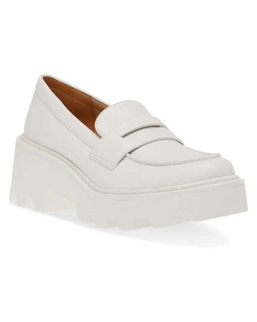 DV by Dolce Vita White Vikki Faux Leather lugged Sole Loafers