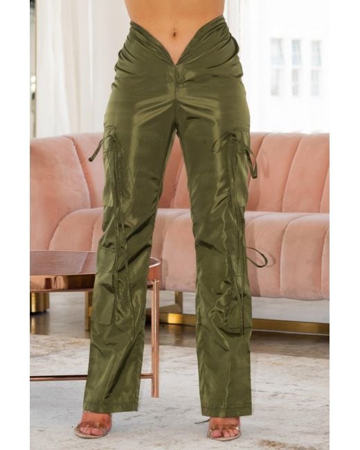 TRUEDAMES Green V Cut Cargo Pants