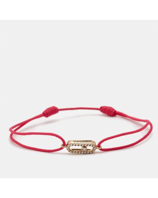 Messika Red Move Uno Cord Diamond 18k Rose Gold Bracelet