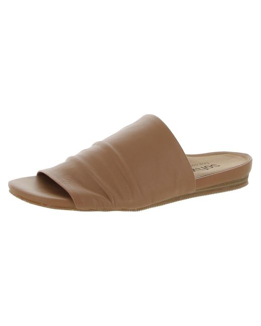 Softwalk® Brown Camano Leather Slip On Slide Sandals