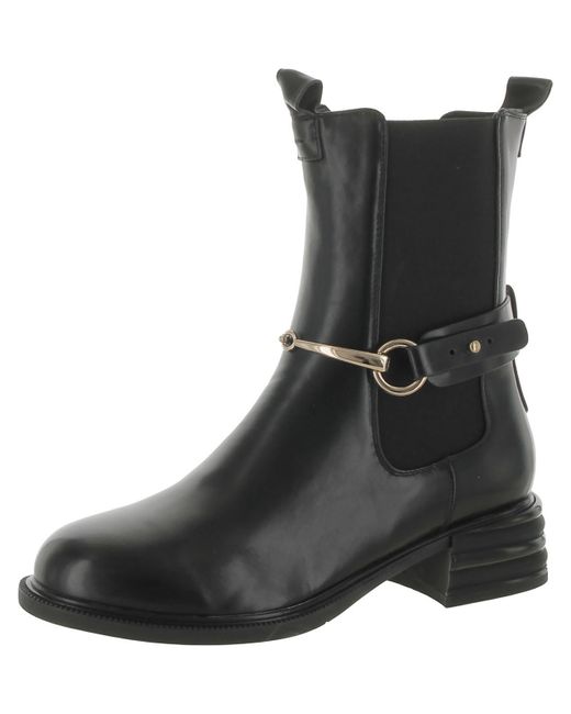 TORGEIS Black Bellevue Faux Leather Block Heel Chelsea Boots