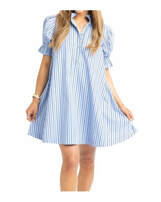 Karlie Blue Stevie Poplin Pleat Shirt Dress