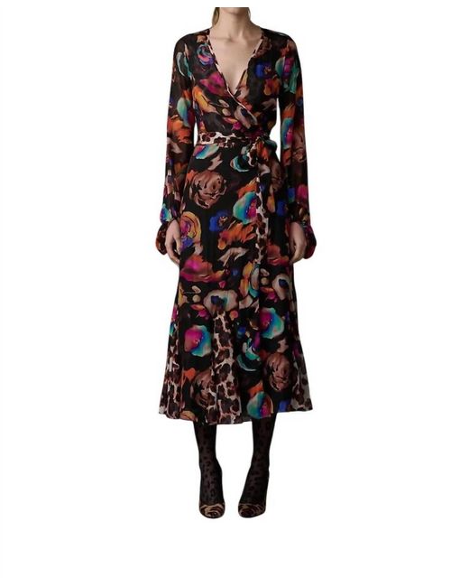 Le Superbe Black Electric Garden Wrap Dress