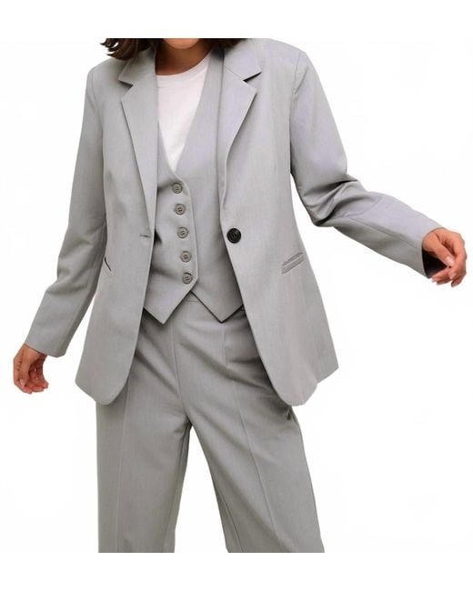 Kaffe Gray Kasakura Single-Breasted Blazer