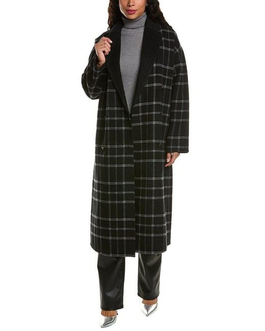 Rag & Bone Black Thea Plaid Wool Coat