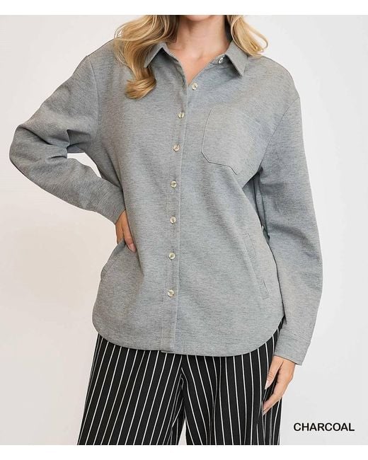 Umgee Gray Oversized Shirt Jacket