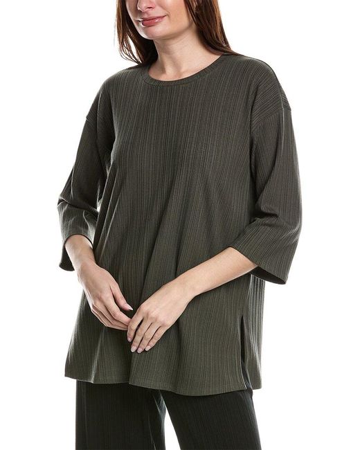 Eileen Fisher Gray Variegated Rib Top