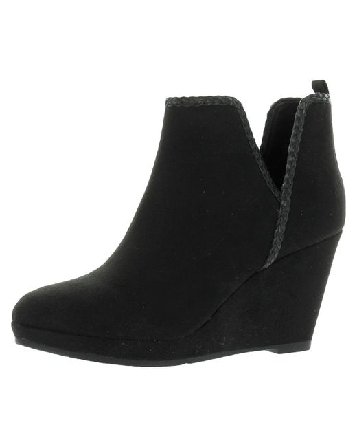 Chinese Laundry Black Volcano Faux Suede Zip Up Wedge Heels