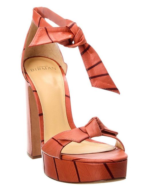 Alexandre Birman Red Clarita Curve Beleaf 120 Leather Platform Sandal